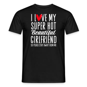 I Love My Girlfriend Couples Boyfriend Gift Idea - Men's T-Shirt - black - Front - AI Model Male 178 light (178cm)