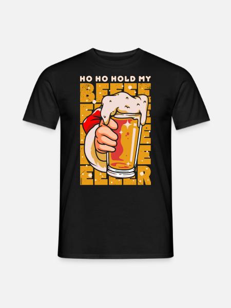 Christmas hoho hold my beer - Men's T-Shirt - black