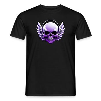 bande dessinée bande dessinée crâne violet avec casque - T-shirt homme - noir - Devant - AI Model Male 178 light (178cm)