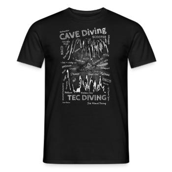 TEC Diving, Cave Diving Terms Chalk - Men's T-Shirt - black - Front - AI Model Male 178 light (178cm)