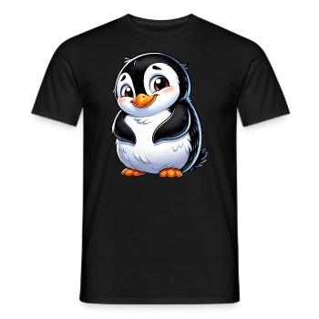 Süßer schüchterner Cartoon Pinguin - Männer T-Shirt - Schwarz - Vorne - AI Model Male 178 light (178cm)