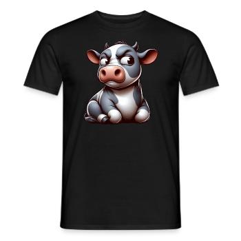 Lustige skeptische Comic-Kuh Bulle - Männer T-Shirt - Schwarz - Vorne - AI Model Male 178 light (178cm)