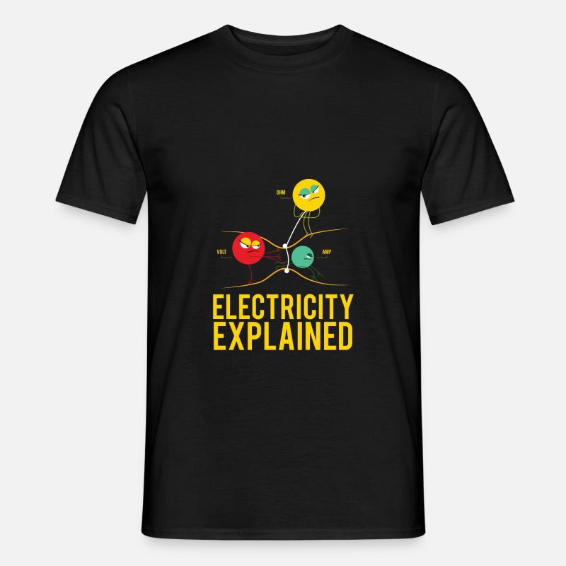 Electricity Explained Physique | Funny professeur nerd - T-shirt homme - noir