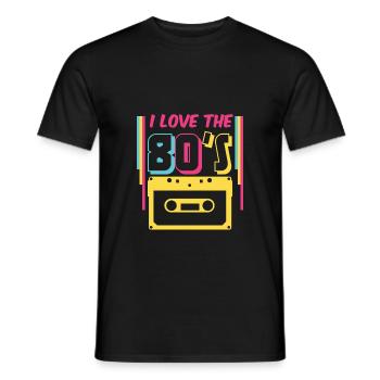 Tenue des années 80 | I Love The 80s - T-shirt homme - noir - Devant - AI Model Male 178 light (178cm)