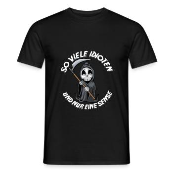 Sense Idioten Sensenmann Spruch lustig Humor - Männer T-Shirt - Schwarz - Vorne - AI Model Male 178 light (178cm)