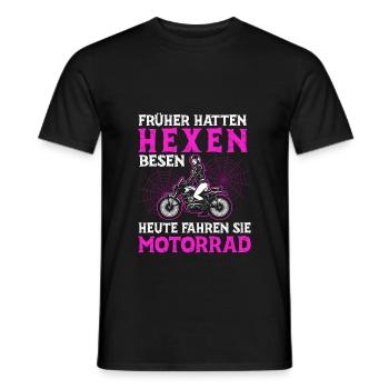 Witches Motorcycles Bsen Spiders Humor Saying - Men's T-Shirt - black - Front - AI Model Male 178 light (178cm)