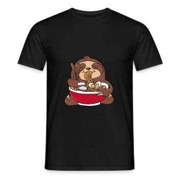 Paresseux Ramen nouilles Kawaii Nourriture japonaise - T-shirt homme - noir - Devant - AI Model Male 178 light (178cm)