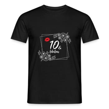 Birthday 10 fabulous and rose - T-shirt homme - noir - Devant - AI Model Male 178 light (178cm)