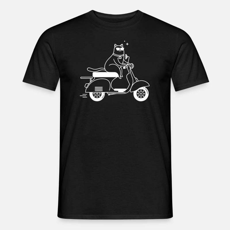 Cool cat on a scooter - Men's T-Shirt - black