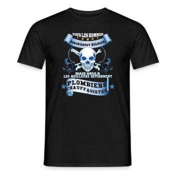 les meilleurs naissent plombiers chauffagistes - T-shirt homme - noir - Devant - AI Model Male 178 light (178cm)