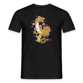 Japanese Dragon Cherry Blossoms Sakura Dragon - Men's T-Shirt - black - Front - AI Model Male 178 light (178cm)