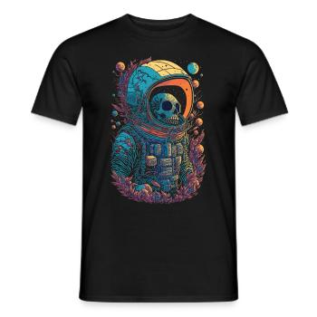 Skeleton Astronaut Illustration - Men's T-Shirt - black - Front - AI Model Male 178 light (178cm)