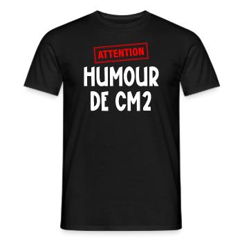 attention humour de cm2 - T-shirt homme - noir - Devant - AI Model Male 178 light (178cm)