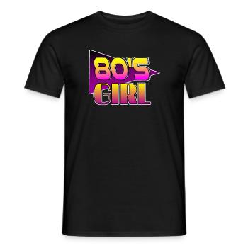 80s girl 80s retro wave vintage - Men's T-Shirt - black - Front - AI Model Male 178 light (178cm)