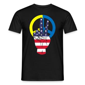 Amerika Flagge Friedenszeichen Ukraine Flagge - Männer T-Shirt - Schwarz - Vorne - AI Model Male 178 light (178cm)