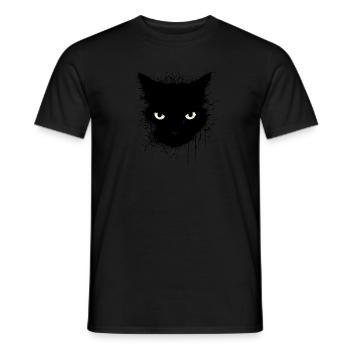 schwarz fluffy Katze - Männer T-Shirt - Schwarz - Vorne - AI Model Male 178 light (178cm)