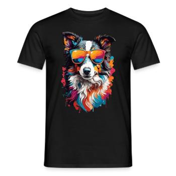 Lunettes de soleil chic : le border collie cool - T-shirt homme - noir - Devant - AI Model Male 178 light (178cm)