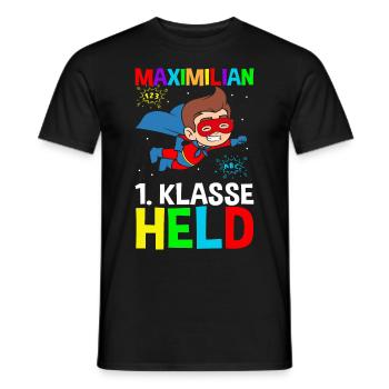 Héros de 1ère année de l’écolier Maximilian - T-shirt homme - noir - Devant - AI Model Male 178 light (178cm)