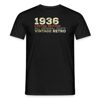 1936 né cadeau d’anniversaire vintage 1936 Retro - T-shirt homme - noir - Devant - AI Model Male 178 light (178cm)