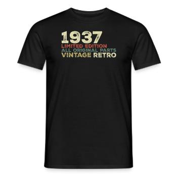 1937 né cadeau d’anniversaire vintage 1937 Retro - T-shirt homme - noir - Devant - AI Model Male 178 light (178cm)