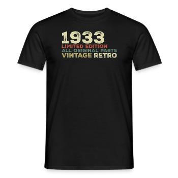 1933 né cadeau d’anniversaire vintage 1933 Retro - T-shirt homme - noir - Devant - AI Model Male 178 light (178cm)