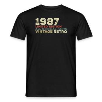 1987 Born Vintage 1987 Retro Geburtstagsgeschenk - Männer T-Shirt - Schwarz - Vorne - AI Model Male 178 light (178cm)