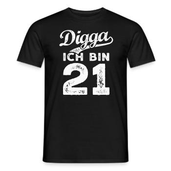 Digga Ich Bin 21 Jahre 21. Geburtstag - Männer T-Shirt - Schwarz - Vorne - AI Model Male 178 light (178cm)