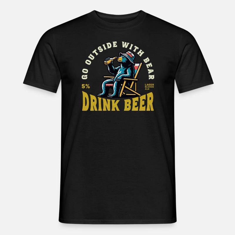 Trinkender Bär - Männer T-Shirt - Schwarz