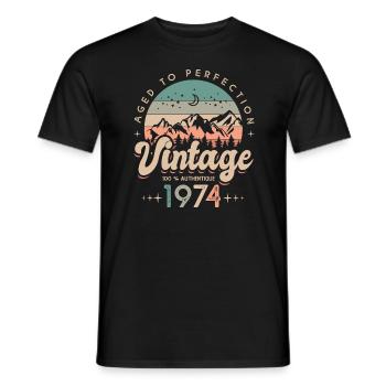 1974 Vintage anniversaire Né en 1974 - T-shirt homme - noir - Devant - AI Model Male 178 light (178cm)