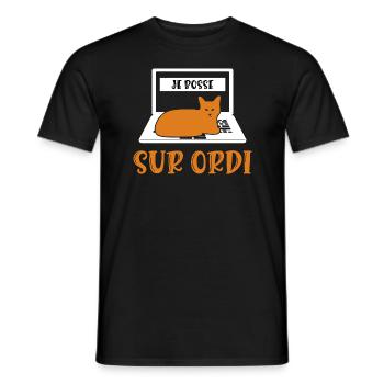 je bosse sur ordi - T-shirt homme - noir - Devant - AI Model Male 178 light (178cm)