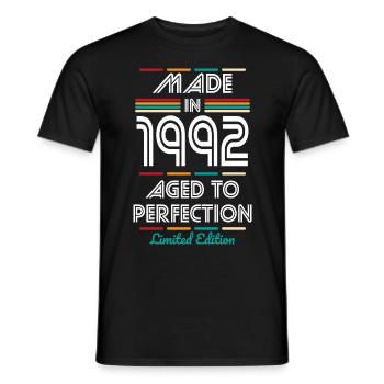 30th Birthday - Made in 1992 - Men's T-Shirt - black - Front - AI Model Male 178 light (178cm)