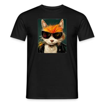 Cool Cat Star Cat with Sunglasses - Men's T-Shirt - black - Front - AI Model Male 178 light (178cm)