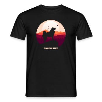 Finnischer Spitz und Moon Halloween - Männer T-Shirt - Schwarz - Vorne - AI Model Male 178 light (178cm)