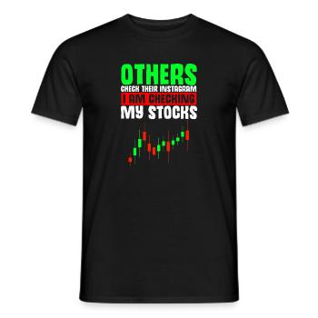 Others check their Instagram I check my activity - Men's T-Shirt - black - Front - AI Model Male 178 light (178cm)