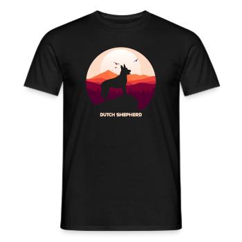 Berger hollandais et lune Halloween - T-shirt homme - noir - Devant - AI Model Male 178 light (178cm)