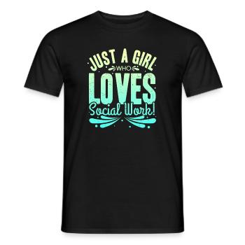 Juste une fille qui aime le travail social | Travail social - T-shirt homme - noir - Devant - AI Model Male 178 light (178cm)