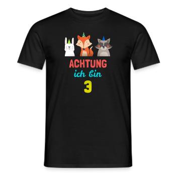 Tiere T-Shirt 3. Geburtstag Jungen 3 Jahre Shirt K - Männer T-Shirt - Schwarz - Vorne - AI Model Male 178 light (178cm)