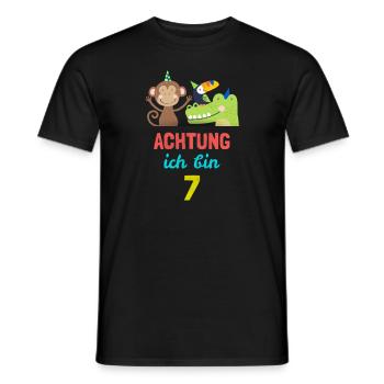 Tiere Jungel T-Shirt 7. Geburtstag Jungen 7 Jahre - Männer T-Shirt - Schwarz - Vorne - AI Model Male 178 light (178cm)