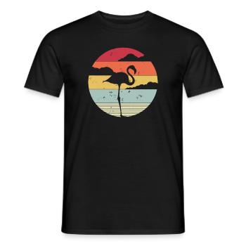 Vintage Retro Flamingo Herz Xmas Geschenk - Männer T-Shirt - Schwarz - Vorne - AI Model Male 178 light (178cm)