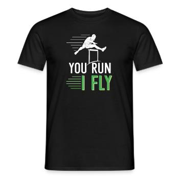Du rennst, ich fliege - Männer T-Shirt - Schwarz - Vorne - AI Model Male 178 light (178cm)