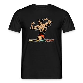 Klappe halten und hocken - Männer T-Shirt - Schwarz - Vorne - AI Model Male 178 light (178cm)