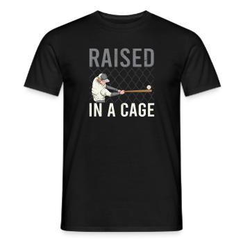 In einem Käfig aufgezogen Baseball - Männer T-Shirt - Schwarz - Vorne - AI Model Male 178 light (178cm)