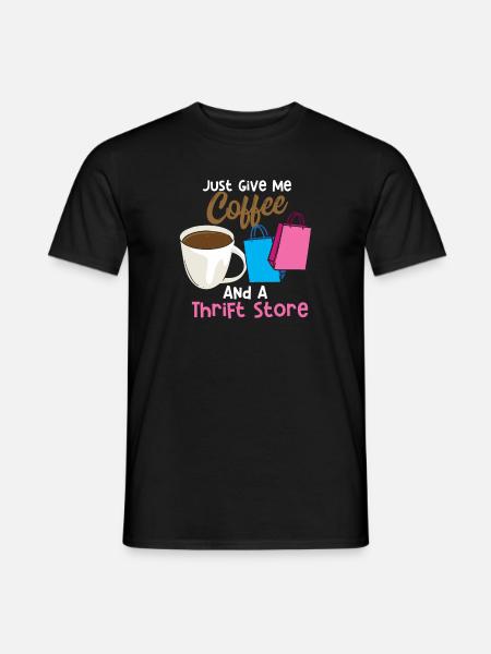 Kaffee und ein Secondhandladen - Männer T-Shirt - Schwarz