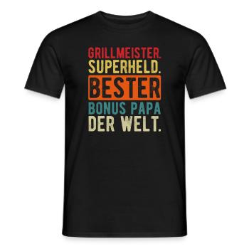 Bonus Papa - Männer T-Shirt - Schwarz - Vorne - AI Model Male 178 light (178cm)