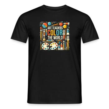 Kunstlehrer färben die Welt - Männer T-Shirt - Schwarz - Vorne - AI Model Male 178 light (178cm)