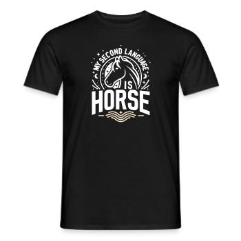 Meine zweite Sprache ist Pferd - Männer T-Shirt - Schwarz - Vorne - AI Model Male 178 light (178cm)