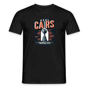 Echte Autos schalten sich nicht selbst - Männer T-Shirt - Schwarz - Vorne - AI Model Male 178 light (178cm)