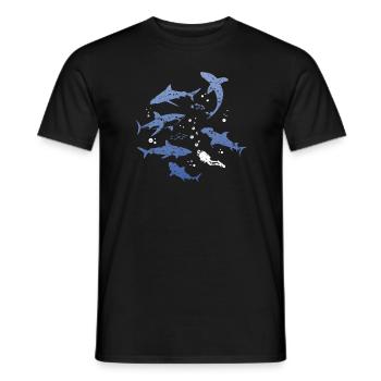 Taucher mit Haien - Männer T-Shirt - Schwarz - Vorne - AI Model Male 178 light (178cm)