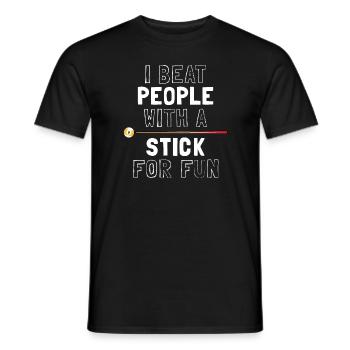 Ich schlage Leute mit einem Stock zum Spaß - Männer T-Shirt - Schwarz - Vorne - AI Model Male 178 light (178cm)