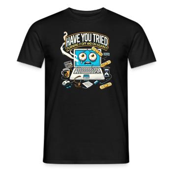 Haben Sie versucht, das Gerät aus- und wieder einz - Männer T-Shirt - Schwarz - Vorne - AI Model Male 178 light (178cm)